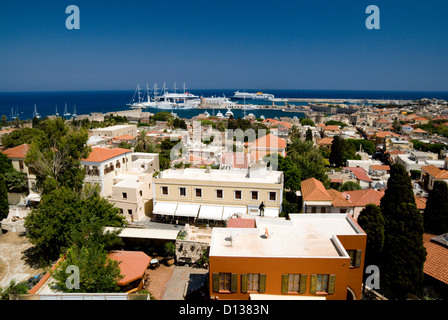 Blick über Rhodos Altstadt vom Uhrturm Dodekanes Inseln Griechenland Stockfoto