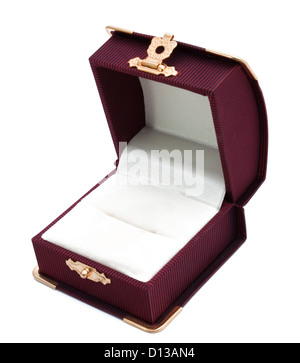 Geschenk-Box für Ring isoliert auf weiss Stockfoto