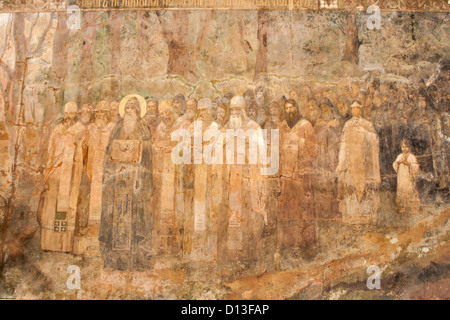 Die Ölbilder an den Wänden Drachenmotiven Gate Kirche (Heilige Pforte) des Kiewer Höhlenkloster.  Erbaut im Jahre 1106-1108. Stockfoto