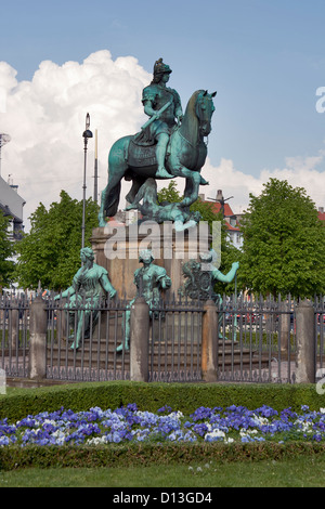 Die Reiterstatue von Christian V des französischen Bildhauers Abraham-César Lamoureux. Aus dem Jahre 1688. Kopenhagen. Stockfoto