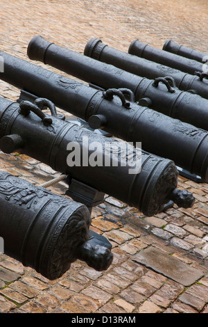 Zeilen der alten Kanone im Hof des Musee de l'Armee, Paris Frankreich Stockfoto