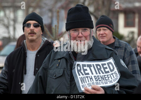 Lansing, Michigan - Gewerkschaftsmitglieder sammelten sich an das State Capitol, plötzliche "Recht auf Arbeit" Gesetzgebung unterstützt durch republikanische Gesetzgeber und Gouverneur Rick Snyder zu protestieren. Stockfoto