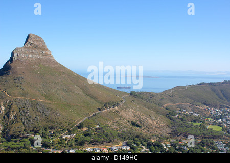 Bild des Löwen Kopf vom Tafelberg in Kapstadt, Südafrika Stockfoto