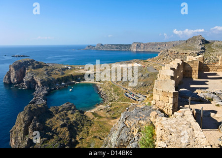 Lindos antiken Akropolis Gebiet von Rhodos, Griechenland Stockfoto