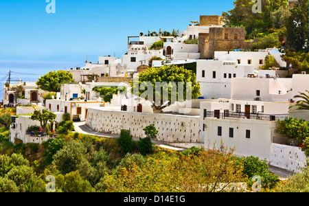 Traditionelle Dorf Lindos auf Rhodos Insel des Dodekanes in Griechenland Stockfoto