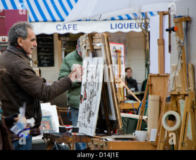 Maler am Place du Tertre in Paris Montmartre, Paris, Frankreich. Stockfoto