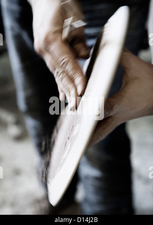 Nahaufnahme von handgefertigter Keramik Stockfoto