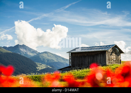 Blockhaus in ländlichen Landschaft Stockfoto