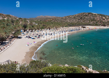 Vai-Palmen-Bucht und den Strand auf der Insel Kreta in Griechenland Stockfoto