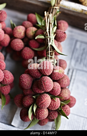 Lychee Früchte zum Verkauf auf Markt Stockfoto
