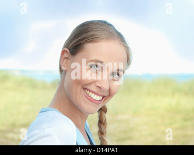 Nahaufnahme eines lächelnden Womans Gesicht Stockfoto