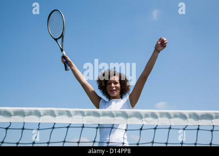 Tennis-Spieler anfeuern Gericht Stockfoto