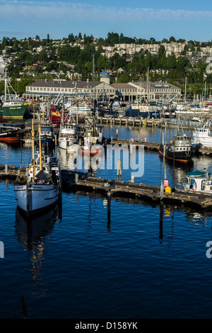 USA, Washington, Seattle. Fischer Terminal am Salmon Bay ist Heimathafen Nordpazifik Fischereiflotte. Stockfoto