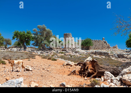 Mittelalterliche Burg in Süd-Kreta Insel in Griechenland. Fläche von Loutro, Sfakia Stockfoto