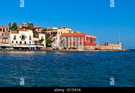 Chania-Stadt und den alten venezianischen Hafen auf der Insel Kreta in Griechenland Stockfoto