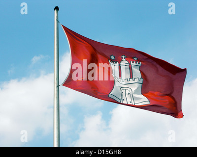 Hamburg, Deutschland, die Nationalflagge der freien und Hansestadt Hamburg Stockfoto