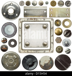 Schrauben Sie Kopf, Rahmen und andere Metall-details Stockfoto