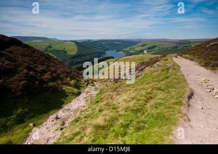 Nachschlagen von Derwent Valley, Ladybower Vorratsbehälter von Whinstone Lee Tor im Peak District National Park gesehen Stockfoto