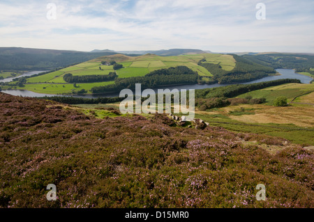 Ladybower Vorratsbehälter von Whinstone Lee Tor im Peak District National Park gesehen Stockfoto