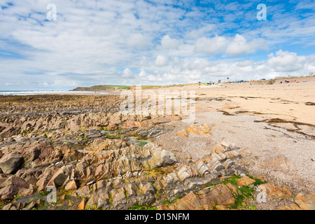 Widemouth Bay in der Nähe von Bude auf der nördlichen Küste Cornwalls, England UK Stockfoto