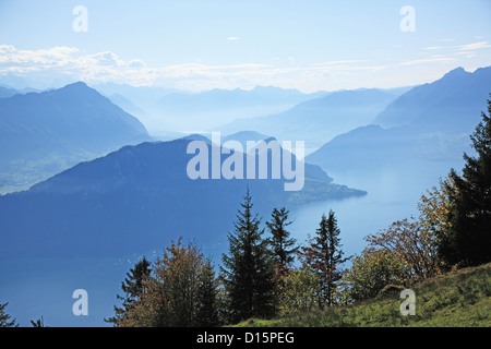 Schweiz, Kanton Luzern, Blick auf die Zentralalpen vom Rigi Stockfoto