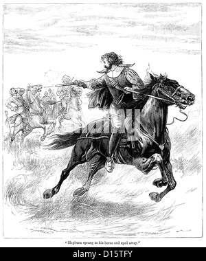 Die Flucht von Patrick Hepburn von Waughton, ein schottischer Laird und bemerkenswerte Covenanter von East Lothian. Stockfoto