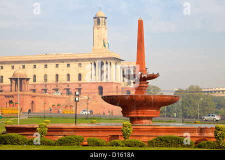 Ansicht von Norden Block Raisina Hill im Zentrum von Delhi, Indien Stockfoto