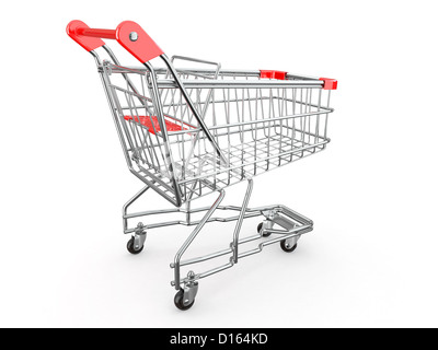 Leer Warenkorb auf weißem Hintergrund. 3D Stockfoto