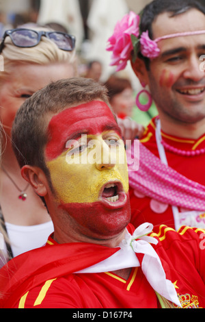 Spanische Fußball-Fans, Danzig, Euro 2012, Polen Stockfoto