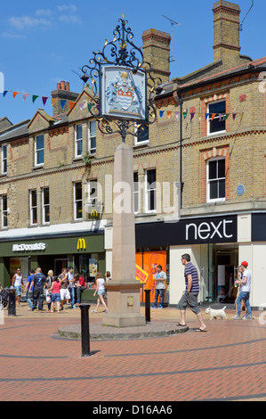 Wappenschild in Chelmsford Stadtzentrum UK Stockfoto