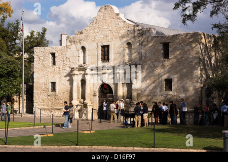 Fassade von Alamo in der Innenstadt von San Antonio, Texas Stockfoto