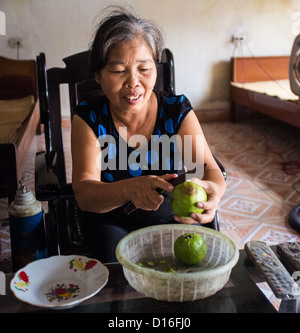 Vietnamesische Frauenporträt innerhalb ihrer Wohnung Stockfoto