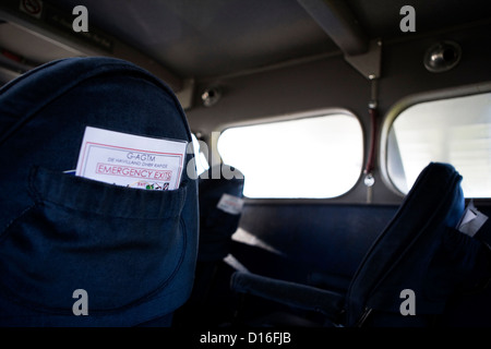 Die Kabinenausstattung eines Vintage Passagierflugzeuges. Stockfoto