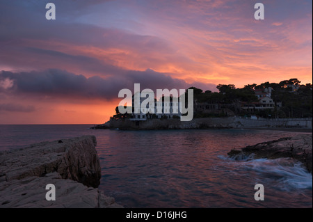 Sonnenuntergang am Cassis, Provence, Frankreich Stockfoto