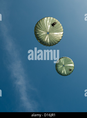 Mehr als 1.600 Fallschirmjägern auf Sizilien-Drop-Zone während der 15. jährlichen Randy Oler Memorial Betrieb Spielzeug fallen in Fort Bragg, N.C., 8. Dezember 2012. Soldaten spendete eine neue, ausgepackt Spielzeug gestern an Papst Army Airfield grün Rampe um einen Platz für zu gewinnen Stockfoto