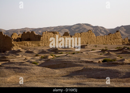 Die Ruinen der alten Gaochang Stadt in der Nähe von Turfan entlang der Silkroad, Provinz Xinjiang Uygur Autonome Region Stockfoto