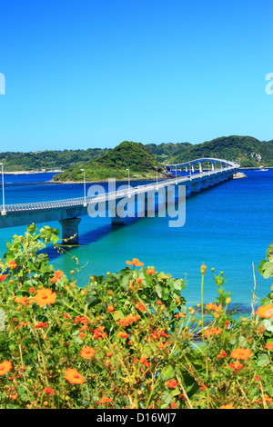 Tsunoshima Brücke in Shimonoseki, Präfektur Yamaguchi Stockfoto