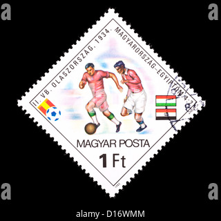 Briefmarke aus Ungarn mit Fußball-Spieler. Stockfoto