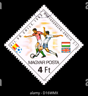 Briefmarke aus Ungarn mit Fußball-Spieler. Stockfoto