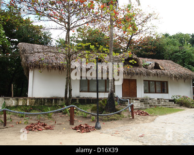 Ein Haus mit Reetdach auf der Insel Stockfoto
