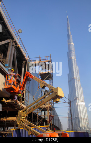 Dubai VAE, Vereinigte Arabische Emirate, Naher Osten, Innenstadt von Dubai, Burj Dubai, unter Neubau Baumeister, Gebäude, Burj Khalifa, Welt Stockfoto