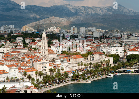 Blick auf die Stadt Split an der kroatischen Adria Küste. Stockfoto