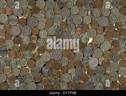 Hintergrund von verschiedene russische Münzen Stockfoto