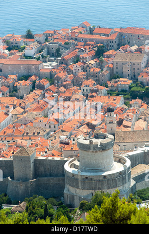 Minčeta Turm, Teil der Mauern von Dubrovnik in der Altstadt in der Stadt von Dubrovnik an der Adria Küste in Kroatien. Stockfoto