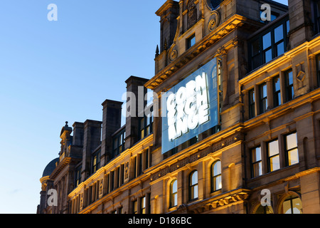 Manchester Corn Exchange Zeichen und Fassade Stockfoto