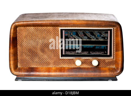 Vintage Radio isoliert auf weißem Hintergrund Stockfoto