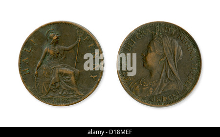 1896 half Penny aus England. Stockfoto