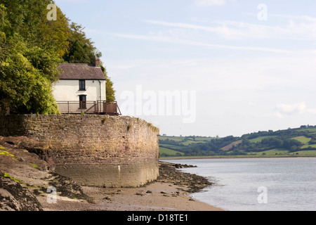 Das Bootshaus und Flusses Taf Mündung Laugharne Carmarthenshire Wales UK Stockfoto