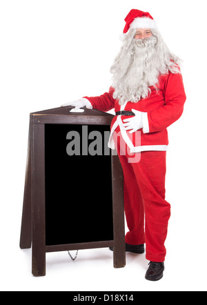 Santa Claus mit Menü-board Stockfoto