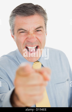 Geschäftsmann Zeigefinger Stockfoto